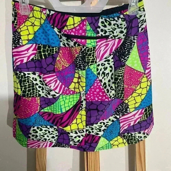 Svforza animal print colorful short stretchy and soft skirt w/pocket size Medium - Picture 2 of 7